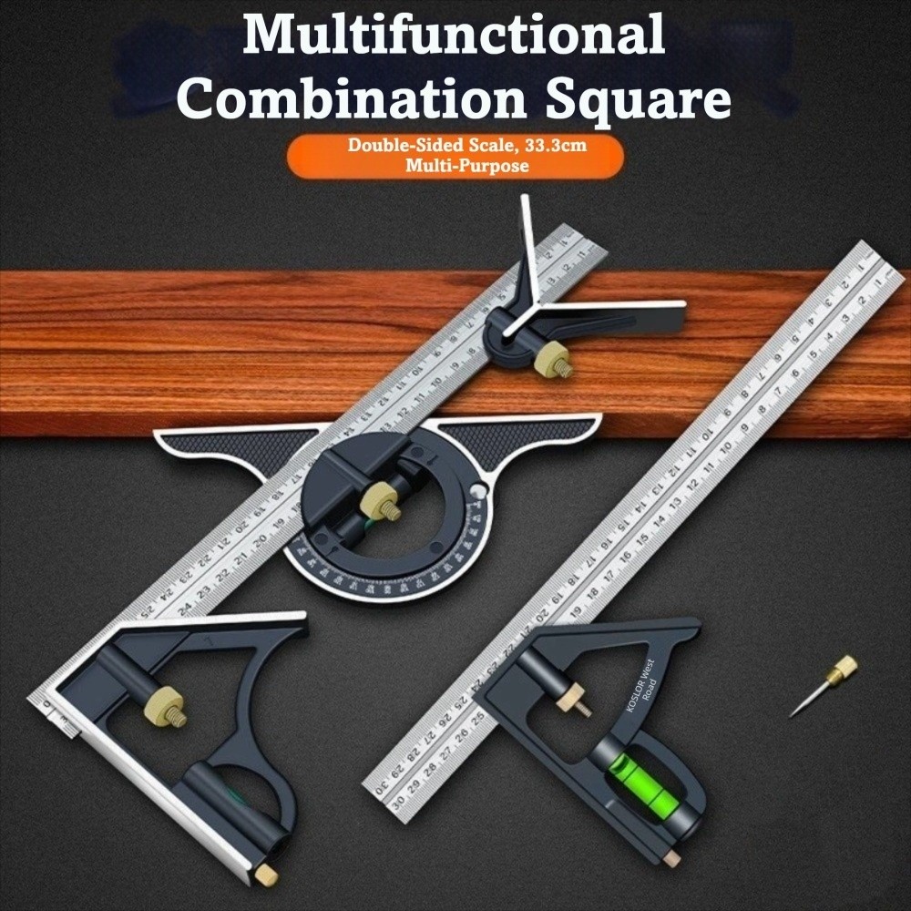 Woodworking For Engineers - 3-in-1 Combination Square Ruler 300mm Spirit